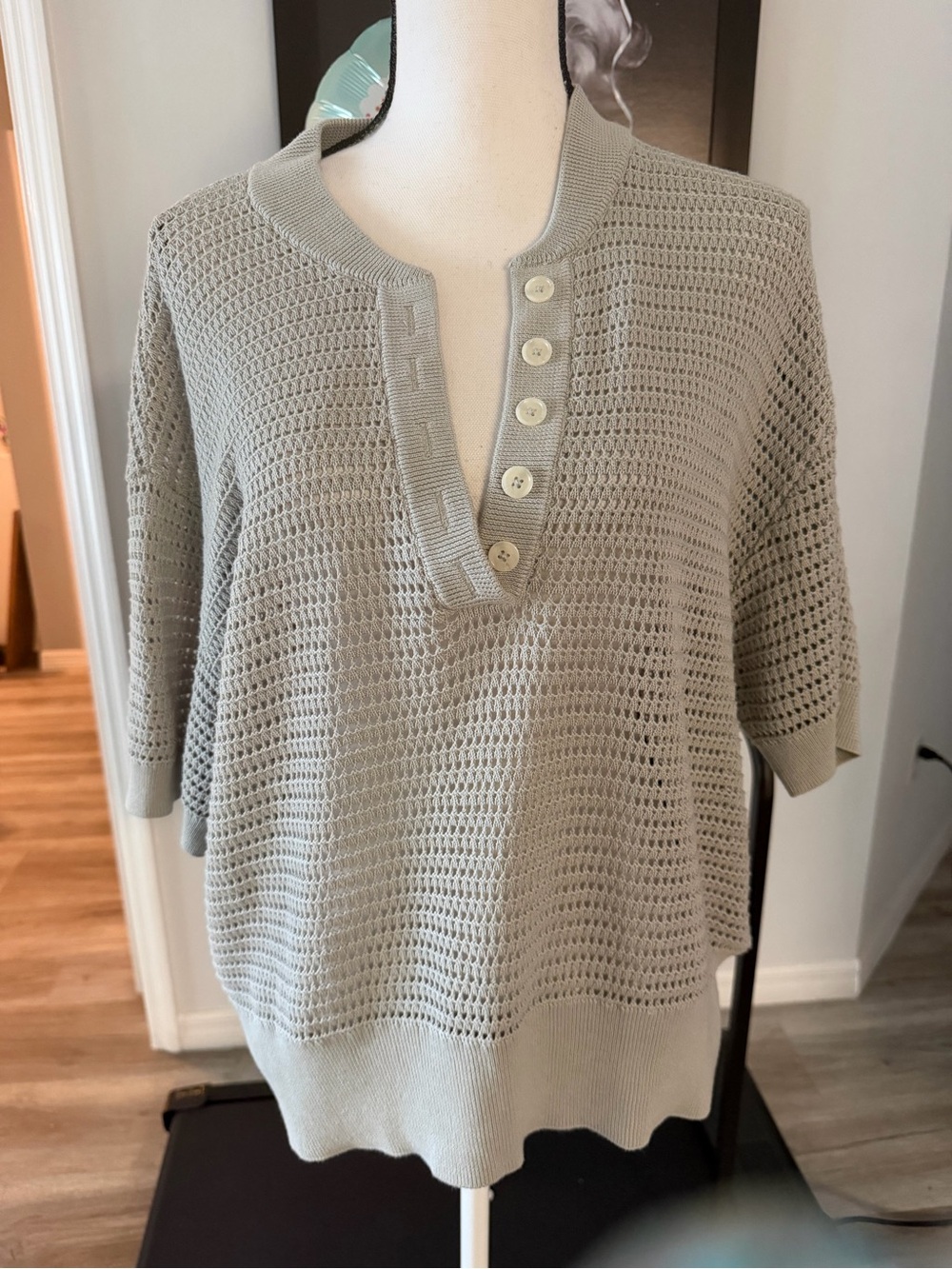Varley Callie open knit cotton top large